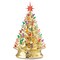 Casafield Hand Painted Ceramic Christmas Tree, Gold 15-Inch Pre-Lit Tree with 128 Multi Color Lights and 2 Star Toppers